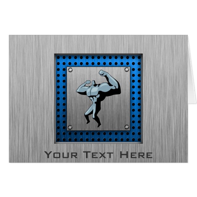 Cartão Bodybuilder escovado do olhar do metal (Frente Horizontal)