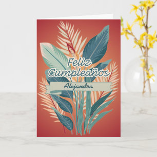 Cartão Boêmio Espanhol Floral Terracota Feliz Aniversário