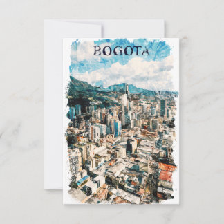 Cartão Bogotá Colômbia Vista da Cidade Aquarela
