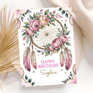 Cartão Bohemian Chic Birthday Wishes
