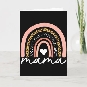 Cartão Boho Arco-íris Mamãe Leopardo Dia das Mães Cute Mã