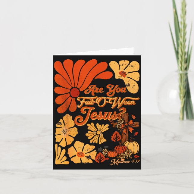 Cartão Boho Christian Fall Thanksgiving Are You Fall-o-we (Frente)