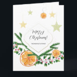 Cartão Boho Cute Pattern Winter Citrus<br><div class="desc">Pintado manualmente com aquarela,  técnica mista. O padrão elegante e artístico desta bolsa de presentes é para as pessoas que você ama e respeita. Laranja doce e estrelas em cores delicadas.</div>