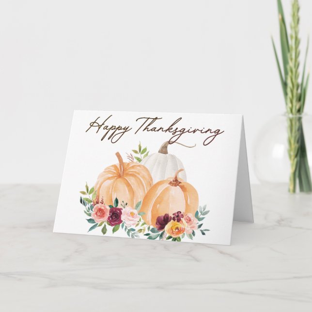 Cartão Boho e Abóbora de outono (Frente)