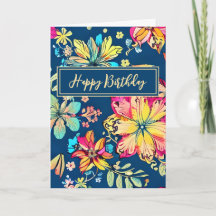 Boho Floral Bohemian Flower Feliz Aniversário