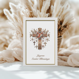 Cartão Boho Floral Cross Easter