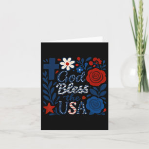 Cartão Boho Floral Deus abençoe Nos Eua 4 De Julho Fllowe