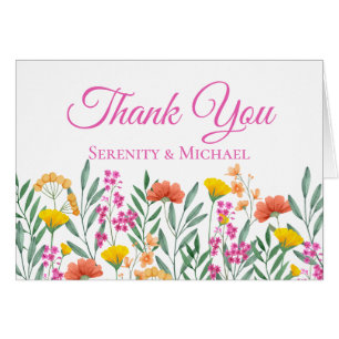 Cartão Boho Floral Jardim Selvagens Casamento Obrigado