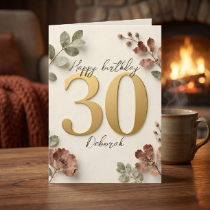 Cartão Boho Floral Tom Terra 30º Aniversário