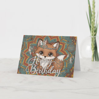 Cartão Boho Fox Happy Birthday Card 