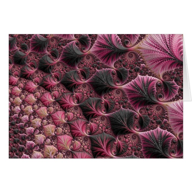 Cartão Boho Funky Eclectic Cor-de-rosa Abstrato Fractal (Frente Horizontal)