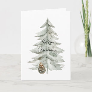 Cartão Boho Green Christmas Trees Pine Cones