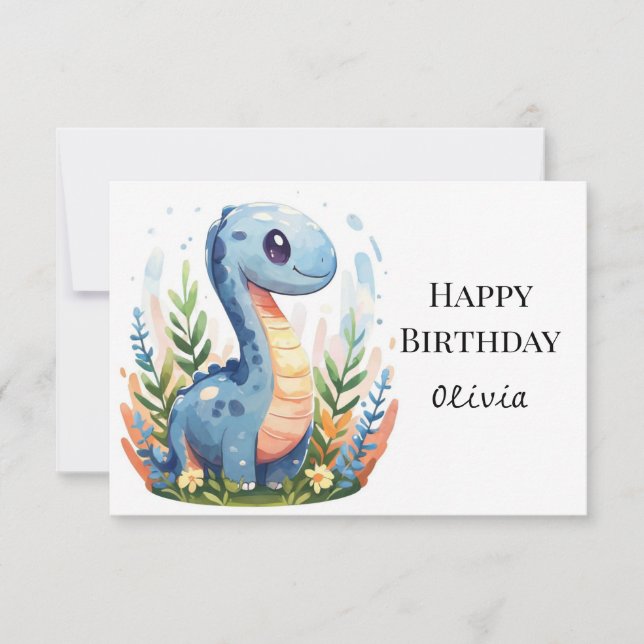 Cartão Boho Happy Dino Birthday (Frente)