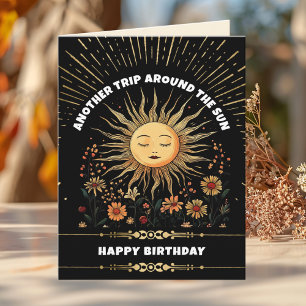 Cartão Boho Mystical Sun Birthday