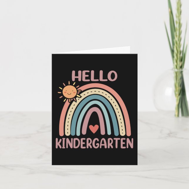 Cartão Boho Rainbow Heart For Teachers Women Hello Kinder (Frente)