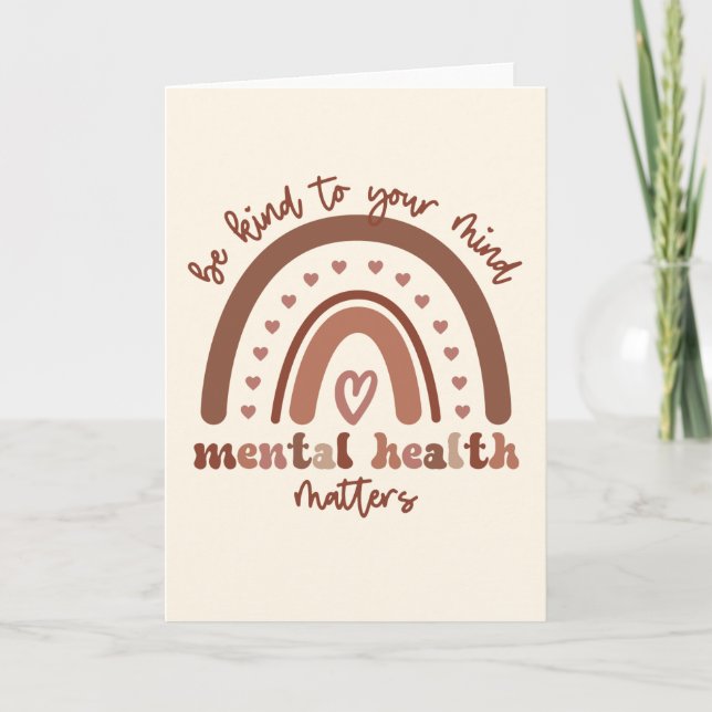 Cartão Boho Rainbow Mental Health Seja gentil Com Sua Men (Frente)