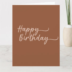 Cartão Boho Summer Brown Terracotta Trendy Happy Birthday