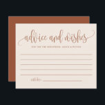 Cartão Boho Terracotta Calliografia e Conselhos de<br><div class="desc">Peça aos hóspedes que deem os seus conselhos e desejos com este cartão de aconselhamento personalizável. Ele apresenta uma caligrafia moderna de terracota e um padrão de confete caprichoso. Personalize adicionando seus próprios detalhes. Você também pode mudar a imagem traseira para uma foto ou qualquer outra imagem. Este cartão de...</div>
