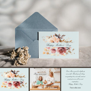 Cartão Boho watercolor personalizado foto-mãe dia