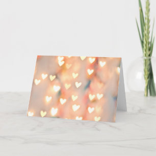 Cartão Bokeh Heart Twinkling Lights Glittery Pink Shimmer