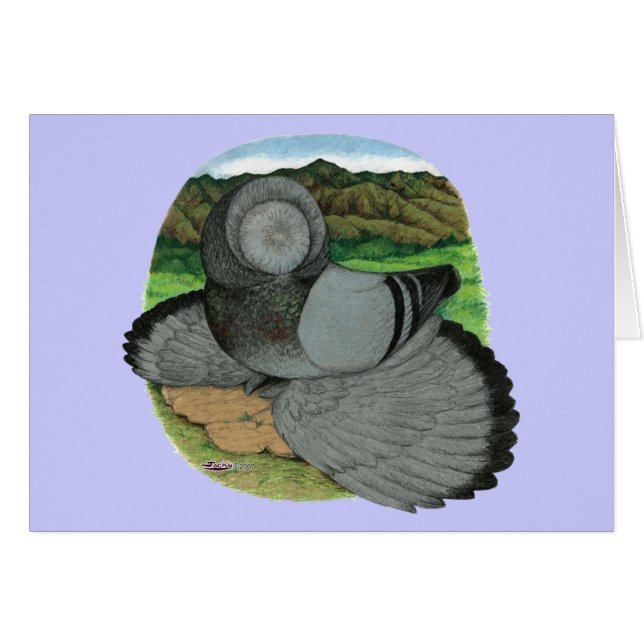 Cartão Bokhara Trumpeter Pigeon Blue (Frente horizontal)