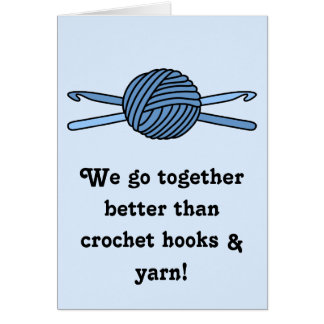 Cartão Bola Azul de Fios e Ganchos de Crochet (Fundo Azul