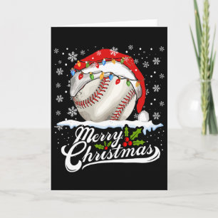 Cartão Bola de beisebol de Natal Chapéu do Papai Noel Xma