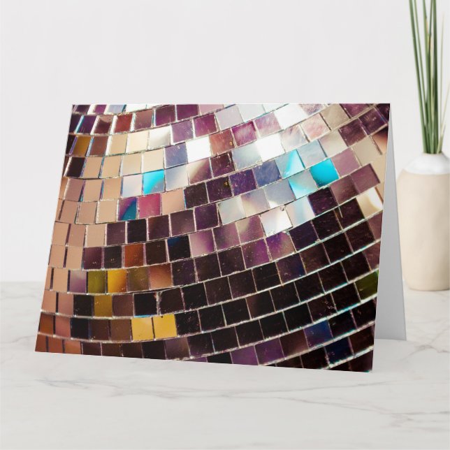 Cartão Bola de Disco Espelhada (Frente)