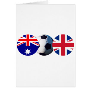 Cartão Bola de Futebol Austrália e Reino Unido Bandeira 