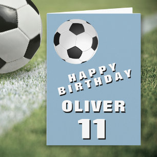 Cartão Bola de Futebol Azul Feliz Aniversário