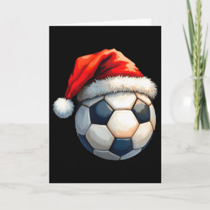 Cartão Bola de Futebol Bonita Chapéu de Natal do Papai No
