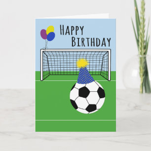 Cartão Bola de Futebol de Aniversário e Rede