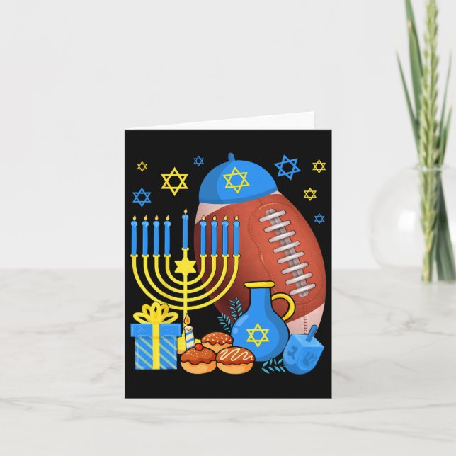 Cartão Bola de futebol judaica engraçada Menorah Happy Ha (Frente)