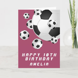 Cartão Bola de Futebol para Crianças Menina Feliz Anivers