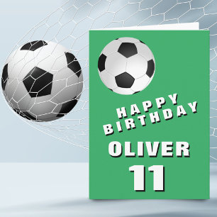 Cartão Bola de Futebol Verde Feliz Aniversário
