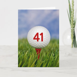 Cartão Bola de Golfe de Aniversário de 41 ruas no Tee Ve