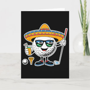 Cartão Bola de Golfe Divertida Cinco De Mayo Com Sombrero