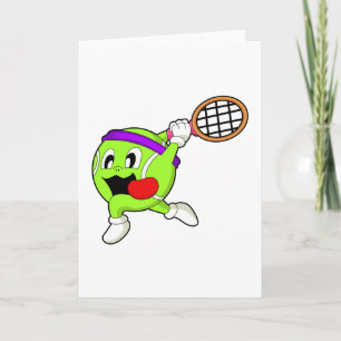 Cartão Bola de tênis com raquete de tênis