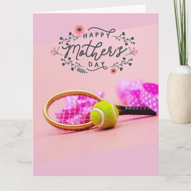 Cartão Bola de tênis sobre rosa para Dia das Mães da Mãe  (Frente)