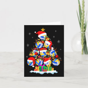 Cartão Bola de Voleibol de Árvore de Natal Santa Hat Engr