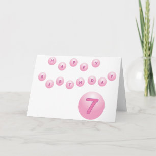 Cartão Bolas Cor-de-Rosa Feliz Aniversário Idade 7