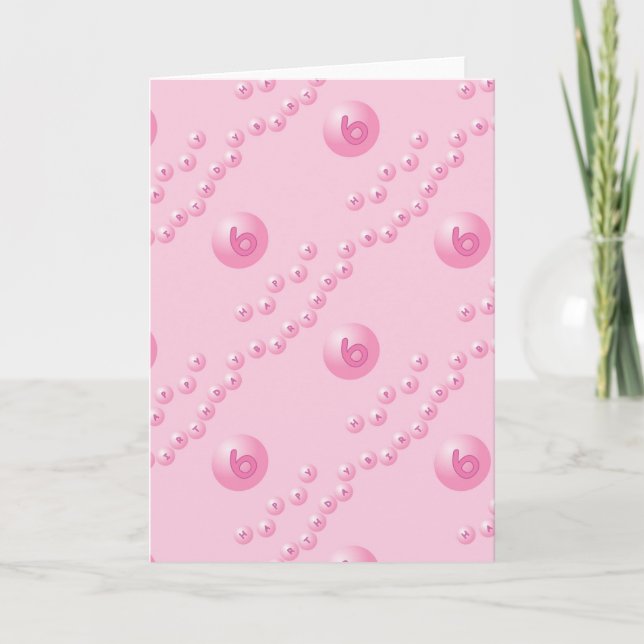 Cartão Bolas de aniversário rosa com 6 anos (Frente)