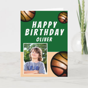 Cartão Bolas de Basquete Esportes Crianças Foto de Aniver