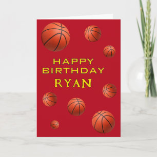 Cartão Bolas de Basquete Personalizadas Feliz Aniversário