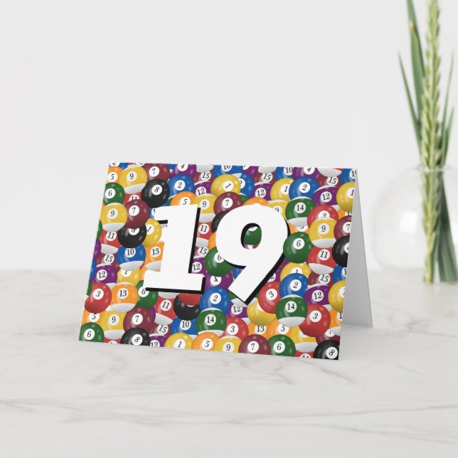 Cartão Bolas de Bilhar Para 19º Aniversário (Frente)