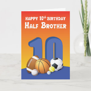 Cartão Bolas de Esportes de 10 de Aniversário do Half Bro