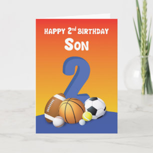 Cartão Bolas de esportes de segundo aniversário