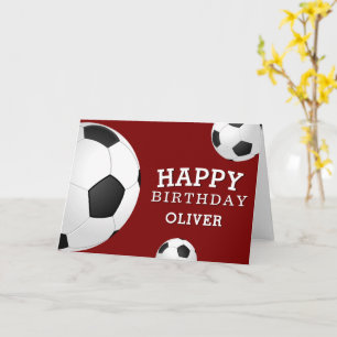 Cartão Bolas de Futebol Esportes Feliz Aniversário Crianç