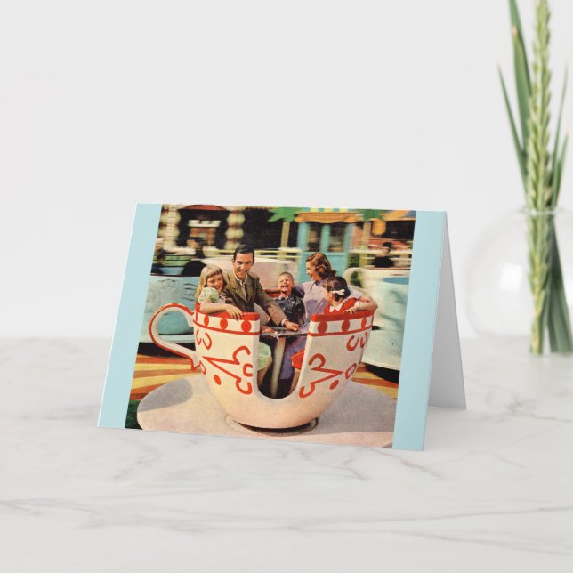 Cartão boleia de chá no parque de diversões (Frente)