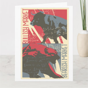 Cartão Boletim de Saudação do Mercado de Ações Bearish